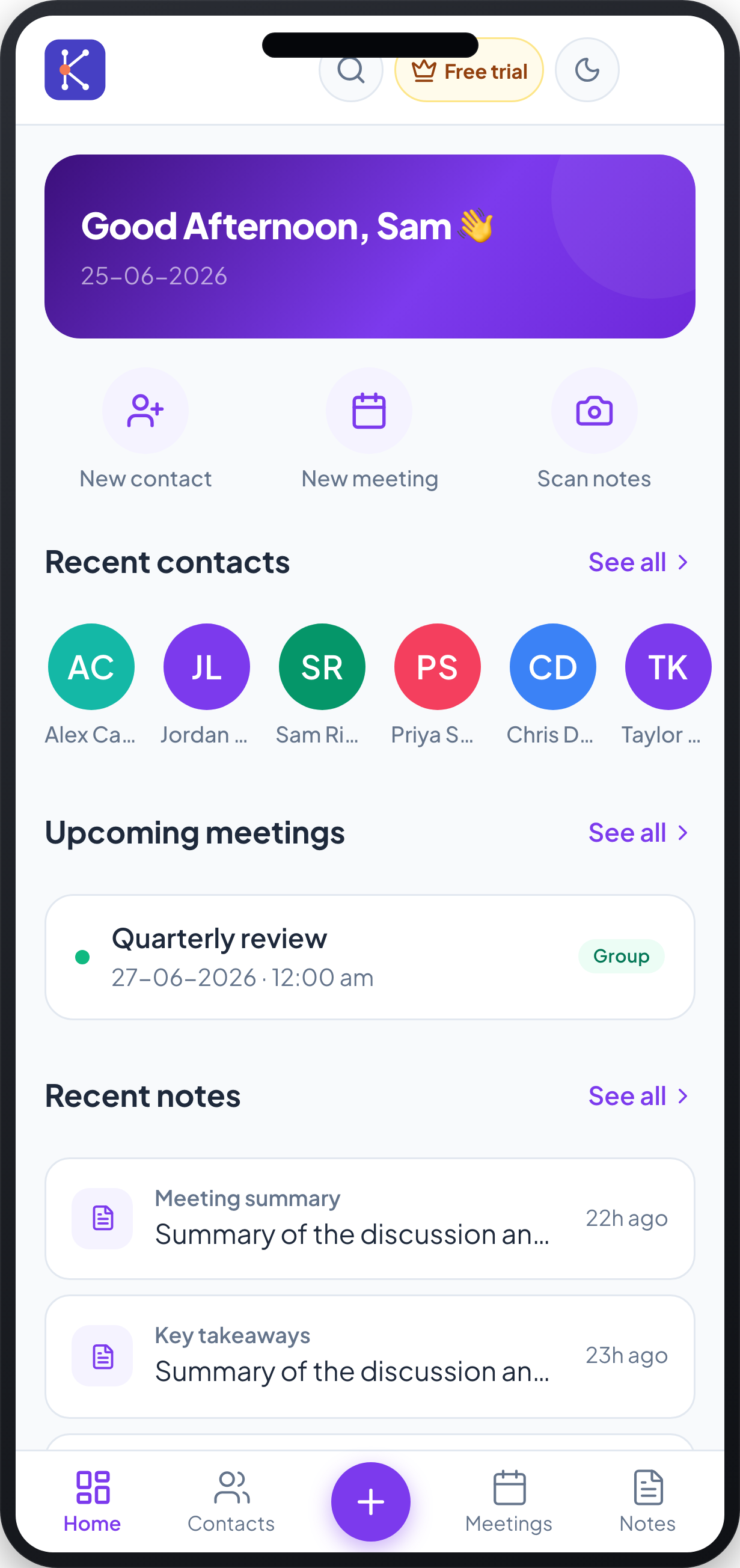 Dashboard — mobile