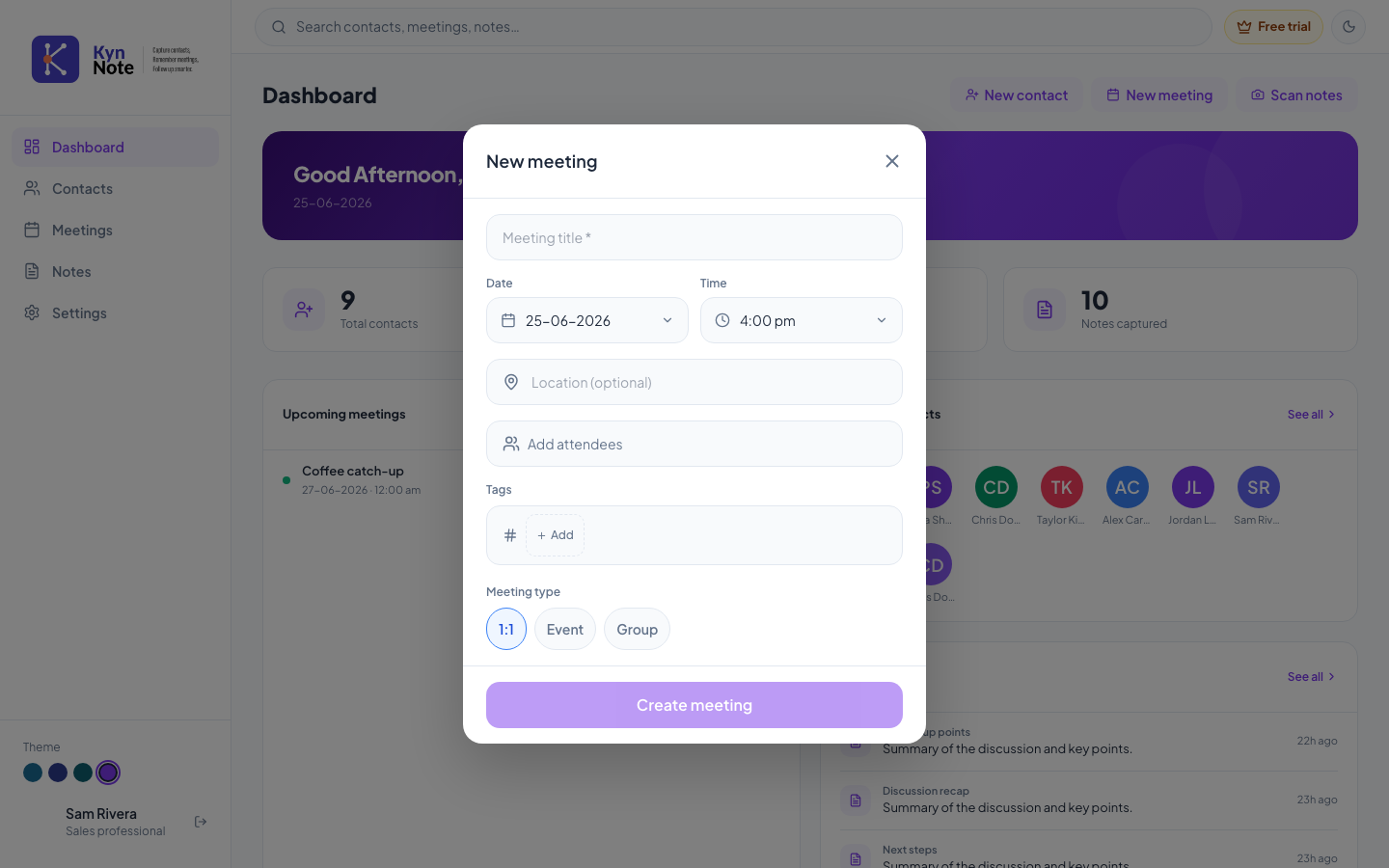 Schedule a Meeting — desktop