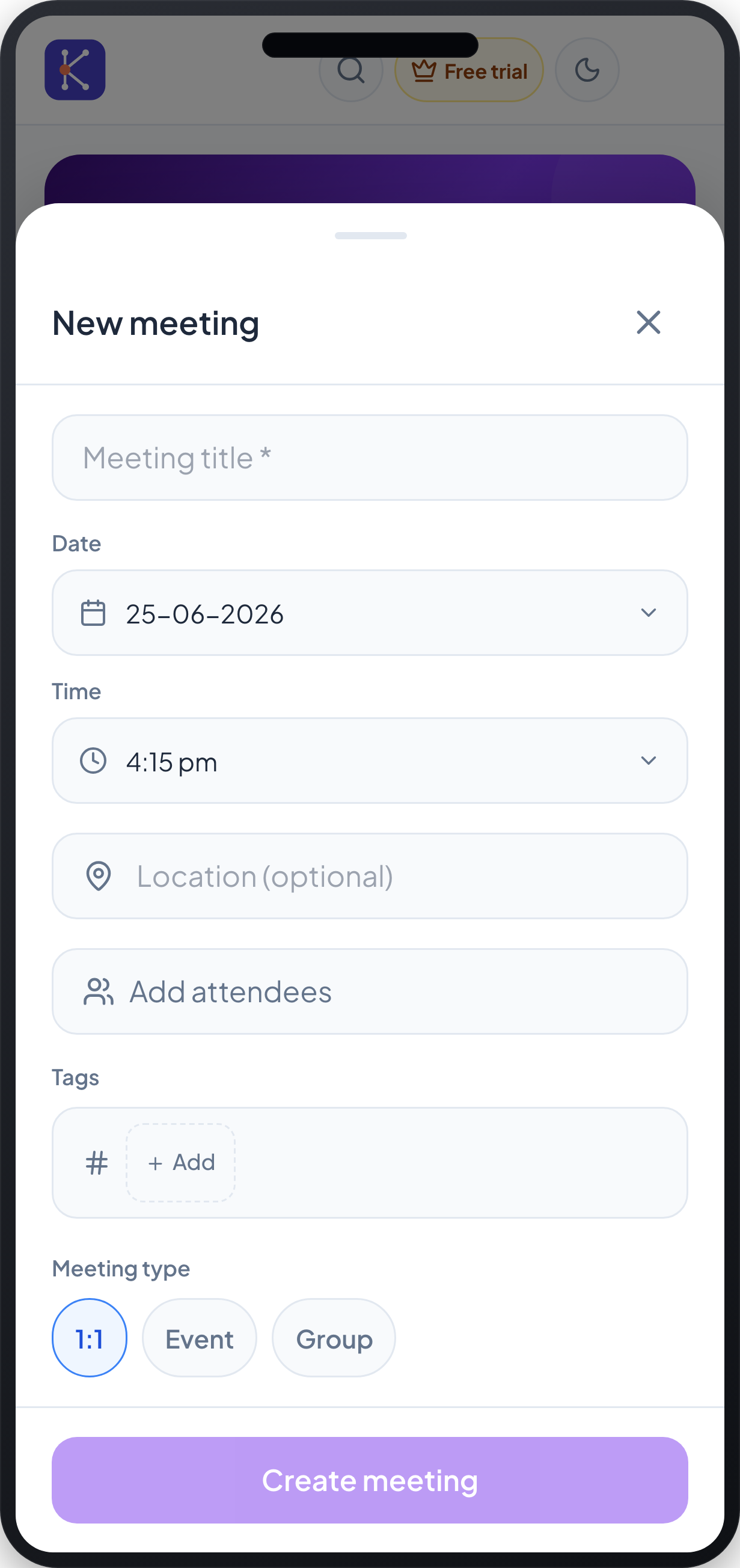 Schedule a Meeting — mobile