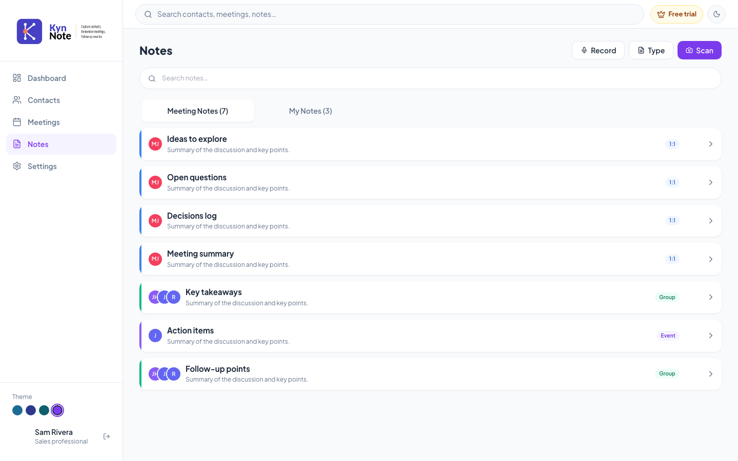 Notes — desktop