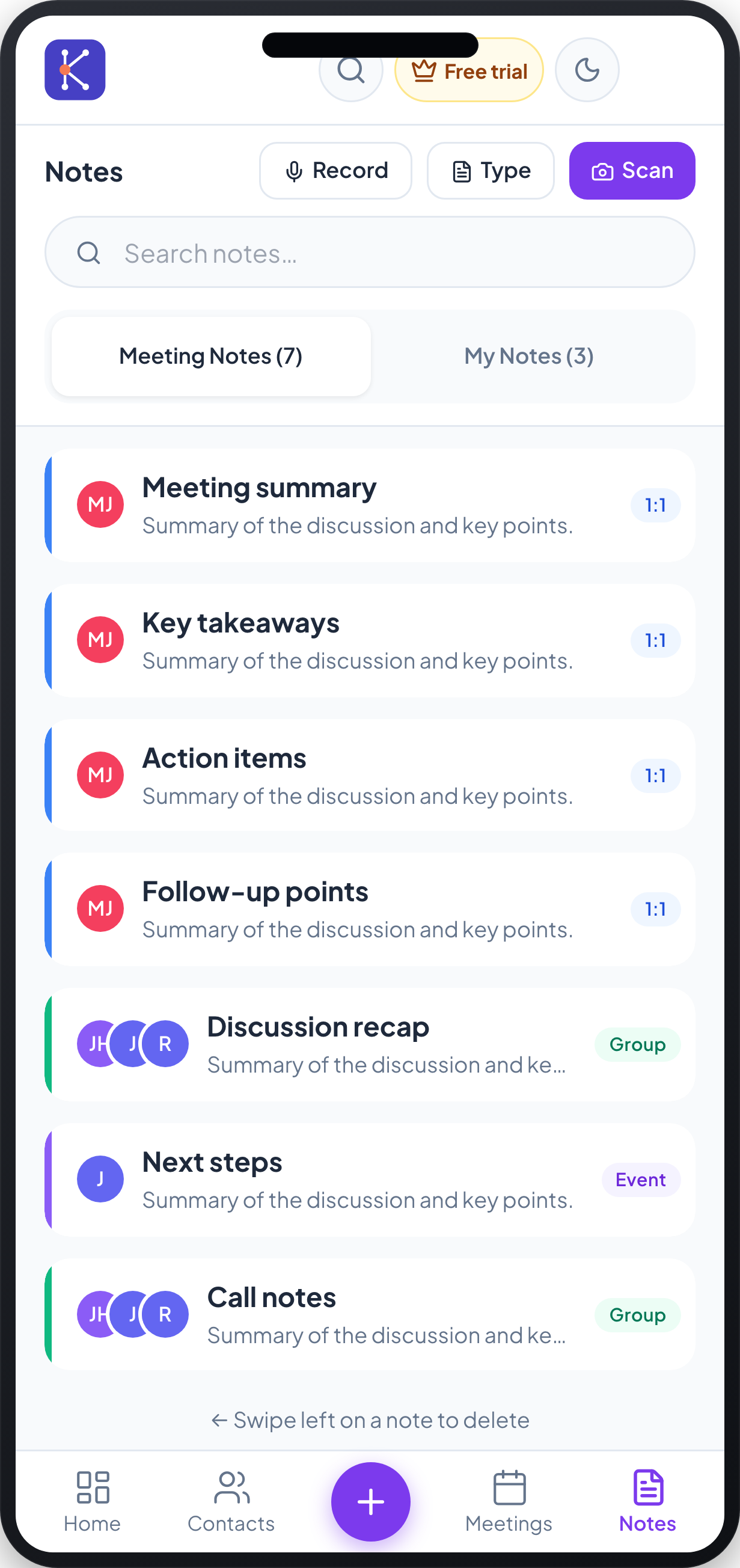 Notes — mobile